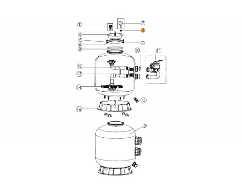 Гайка переходная гнезда манометра крышки фильтра S450-S650 и вентиля 1 1/2; 2" Emaux (01111048)