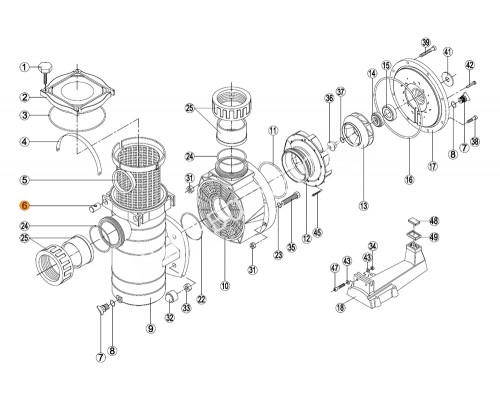 Гайка болта крышки префильтра насоса KAN Kripsol RBH 0001.04R/RPUM0006.01R