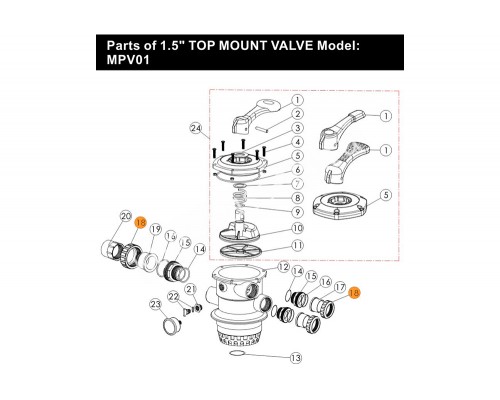 Гайка муфты d50 разъемной 6-ти поз.вентиля 1 1/2 Emaux (01013017/01051014)