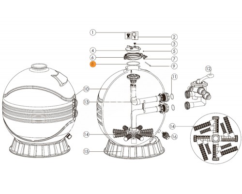 Прокладка-кольцо фланца бочки фильтра MFS/MFV Emaux (02010007)