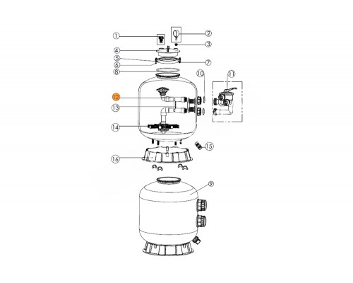 Диффузор фильтра Emaux (бок.подсоед.) S500 Emaux (89010709)