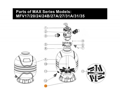 Диффузор фильтра Emaux (бок.подсоед.) S500 Emaux (89010709)