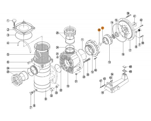 Винт + прокладка-кольцо крепления крыльчатки к валу ротора насосов KAN Kripsol RPUM3637.01R