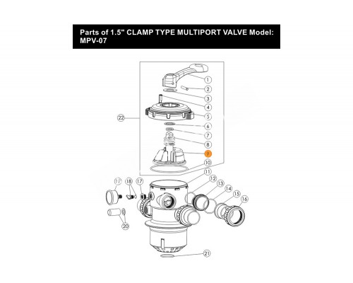 Клапан переключения режимов 6-ти поз. вентиля Emaux (Opus) MPV-07 89280701/Е190118