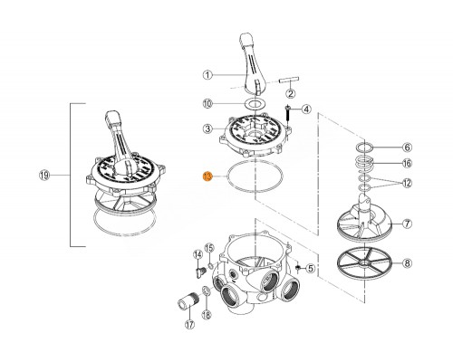 Прокладка-кольцо крышки корпуса 6-ти поз. вентиля (2") Kripsol RVS 213.A/RMVA0013.01R