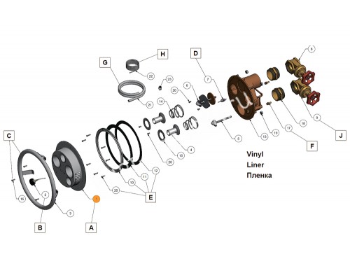 Лицевая декоративная деталь закладного узла против.Jet Swim 2000 Pahlen (122424/636020)