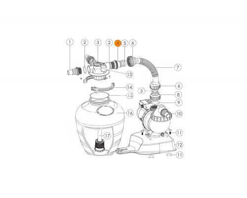 Ниппель с адаптером шланга гофрированного для фильтра Emaux (01013047)