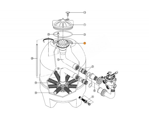 Диффузор фильтра (бок.подсоед.) BALEAR BL, GRANADA GL  Kripsol  R075 DF.R/RRFI0007.00R