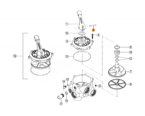 Штифт-фиксатор ручки прекл. режимов 6-ти поз вентиля (1 1/2") Kripsol RVS 002.А