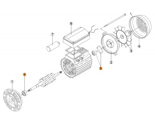 Подшипник (крышка задняя) эл.двигателя KS-150, 200, 300 KA/KAP-250,300 (МЕС -80) Kripsol 6203-ZZ