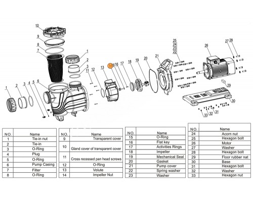Болт рабочего колеса насоса SLP500-1000T/WLP500-100T  Mayer Schwimmbad LX er Schwimmbad LX A31130001