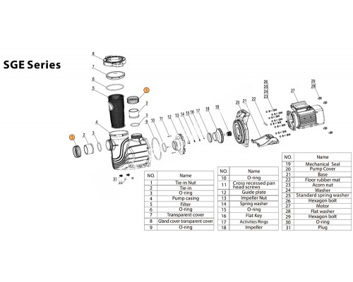 Гайка муфты d90 насоса SGE Mayer Schwimmbad LX A31020016