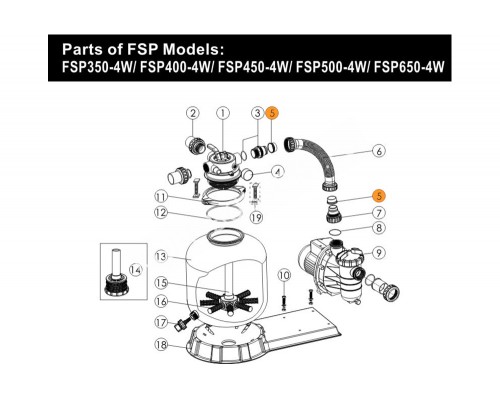 Платформа общая для бочки фильтра Emaux FSP350-4W, FSF350-6W (01111056)