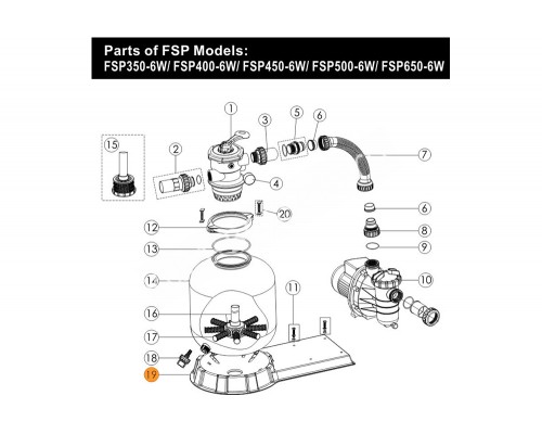 Платформа общая для бочки фильтра Emaux FSP350-4W, FSF350-6W (01111056)