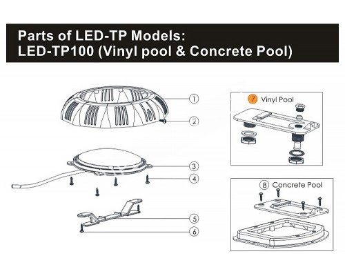 Установ.комплект к прожектору пласт.(100Вт/12В)(универсал)Emaux UL-TP100V,LED-TP100 89040401/Е040601