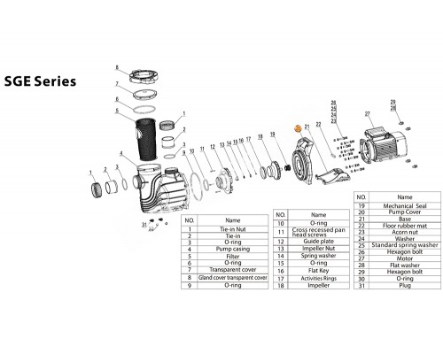Крышка задняя насоса SGE Mayer Schwimmbad LX A02220159