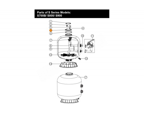 Прокладка-кольцо фланца бочки фильтра Emaux V700-V1400, S700(B), S900 FT-03-W-10/02011126