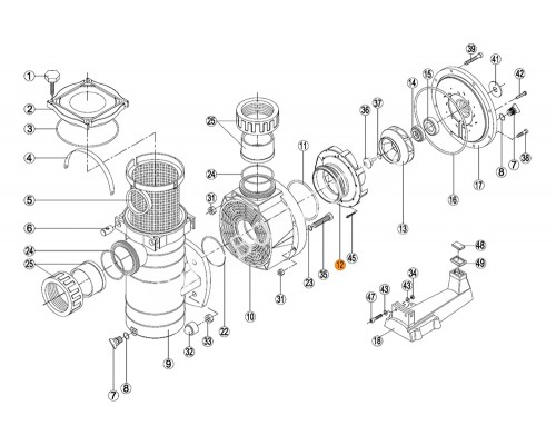 Диффузор (компл.2 поз.) насоса KAN 1020/1270 н.о. Kripsol RPUM0012.08R/RBH0006.07R