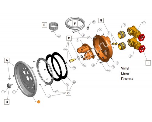 Лицевая декоративная деталь закладного узла против.Jet Swim 1200  Pahlen 121940/636009