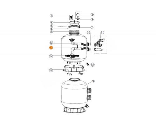 Фиксатор трубы диффузора с трубой коллектора фильтра S450-S650 Emaux (01111046/4110000636)