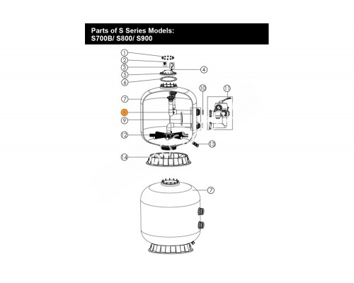 Диффузор фильтра (бок.подсоед.) S900Emaux (89011210/E011106)