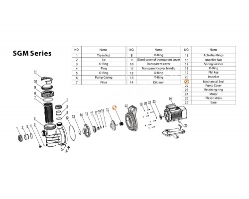 Сальник (компл.) насоса SGM/SGP/SGB/SGE/TDA-200 Mayer Schwimmbad LX F01160132
