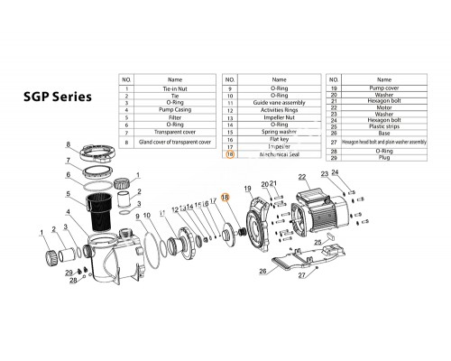 Сальник (компл.) насоса SGM/SGP/SGB/SGE/TDA-200 Mayer Schwimmbad LX F01160132