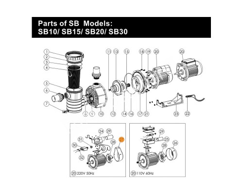 Кожух вентилятора насоса SB-30 Emaux (01031008)