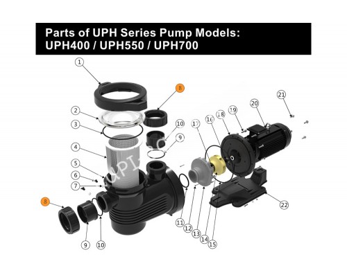 Гайка муфты d90 насоса UPH Emaux 420228563