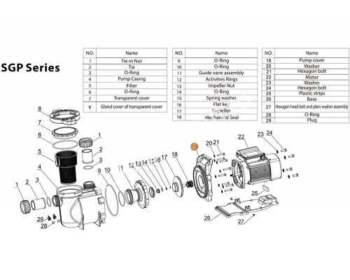 Крышка задняя насоса SGP Mayer Schwimmbad LX A02220187