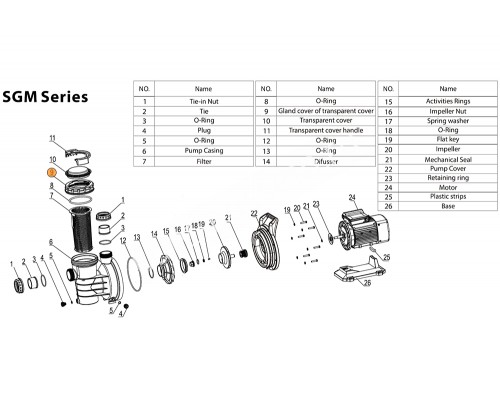 Муфта уплотнения крышки префильтра насоса SGM Mayer Schwimmbad LX A13170003