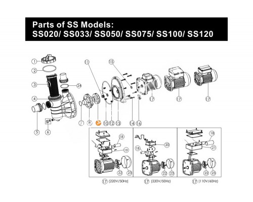 Крыльчатка насоса SS 99"10.6 Emaux (0304213) к SS075  01311018