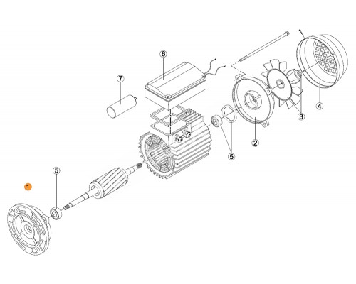 Крышка передняя эл.двигателя KA/KAP-550 (МЕС -100) Kripsol М2.7006R/RBM1010.50R/RMOT0001.05R