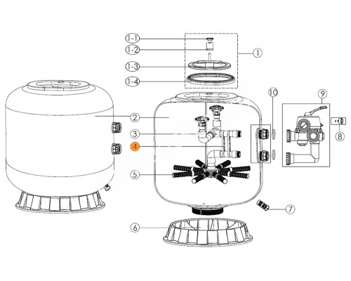 Фиксатор трубы диффузора с трубой коллектора фильтра S700-S1200 Emaux (01101065/01111090/4110000990)