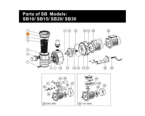 Крышка префильтра насоса SB Emaux CP-01-03/01041022