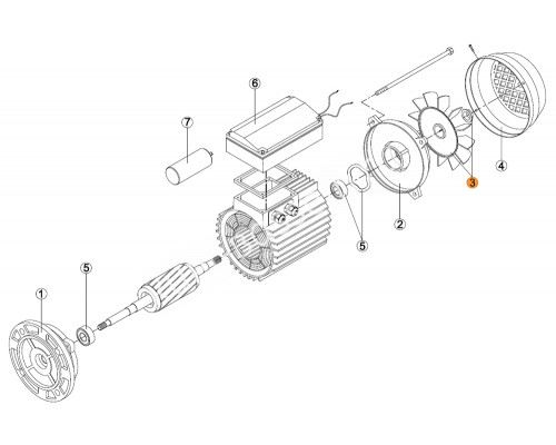 Вентилятор эл. двигателя насоса KA/KAP-550 д.28мм(MEC-100) Kripsol (7405.A/RBM1030.52R/RMOT0003.05R)