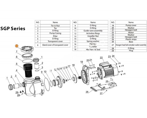 Муфта уплотнения крышки префильтра насоса SGP Mayer Schwimmbad LX A13170024