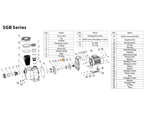 Втулка  рабочего колеса насоса SGM/SGP/SGB/WPPE Mayer Schwimmbad LX A25060002