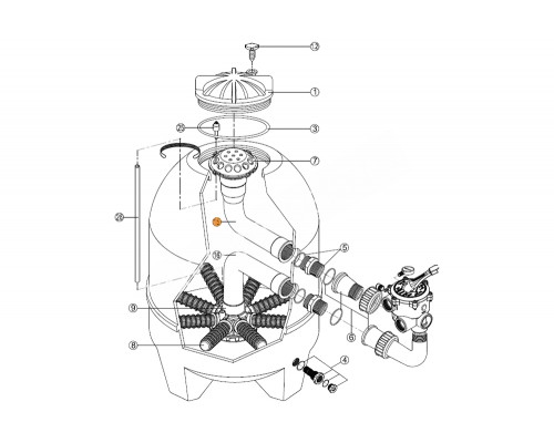 Коллектор верхний с диффузором для фильтра Balear BL 760 (н.о.) Kripsol (RRFI0007.00R+RRFI0015.03R)