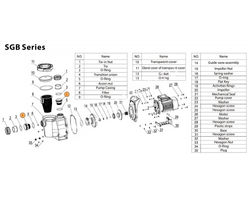 Втулка с резьбой муфты d63 насоса SGB Mayer Schwimmbad LX A26090068