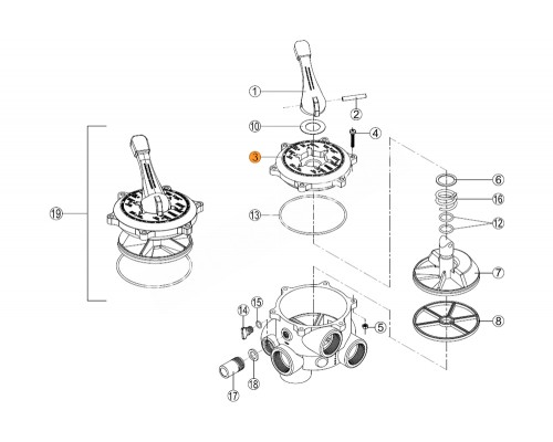 Крышка корпуса 6-ти позиционного вентиля (2") Kripsol RMVA0003.01R