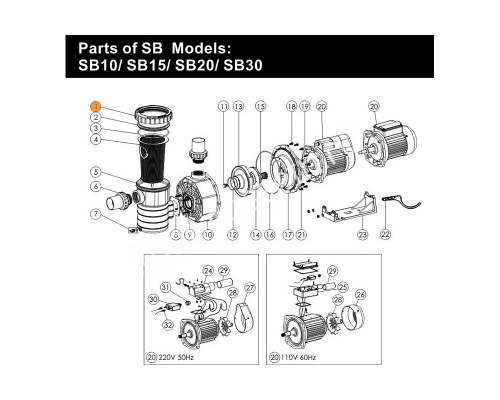 Гайка- фиксатор крышки префильтра насоса SB Emaux (01021008)