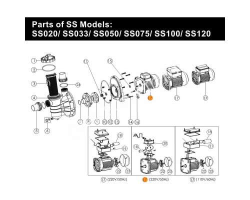 Двигатель к насосу SS100 (220В) Emaux 89022107