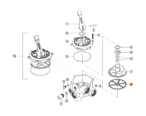 Прокладка переключения режимов (фигурная) 6-ти поз. вентиля (1 1/2") Kripsol RVS 008.A/RMVA0008.00R
