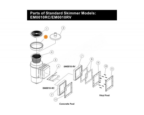 Рамка круглая  для крышки декор. верхней к скиммеру Emaux EM0020V (01051040/570223610)