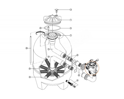 Вентиль 6-ти поз.(боковой  2'') для фильтра BALEAR BL,San Sebastian SSB,Artik AK KripsolSP0663SKR-LP