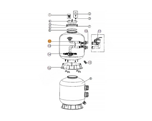 Комплект системы распределения воды внутри фильтра Emaux S 450 (89010708)
