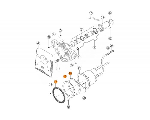 Комплект фланца с уплотнениями противотока HIDROJET Kripsol  RUSS1719.00R