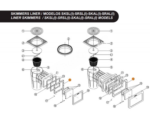 Фланец-рамка скиммера SKSL Kripsol RSK 130.A/RSKI0014.01R