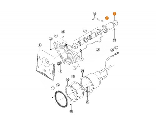 Труба с посадочным гнездом сопла противотока HIDROJET с прокл. - кольцом Kripsol RUSS1214.00R